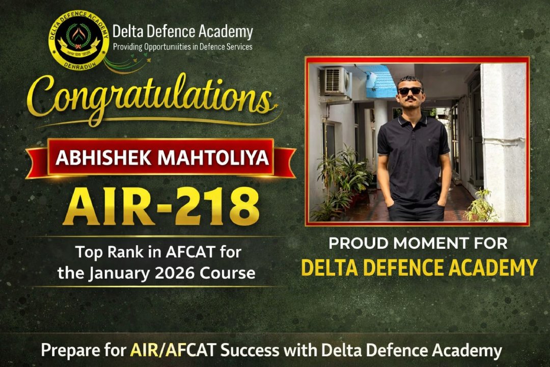 Congratulatyions Abhishek Mahtolia AIR 218 India Airforce Delta Defence Academy Dehradun