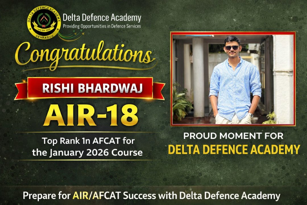Congratulatyions Rishi Bhardwaj AIR 18 India Airforce Delta Defence Academy Dehradun